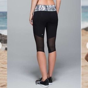 Lululemon water Sea-me run prickly pear cactus black crop leggings size 6